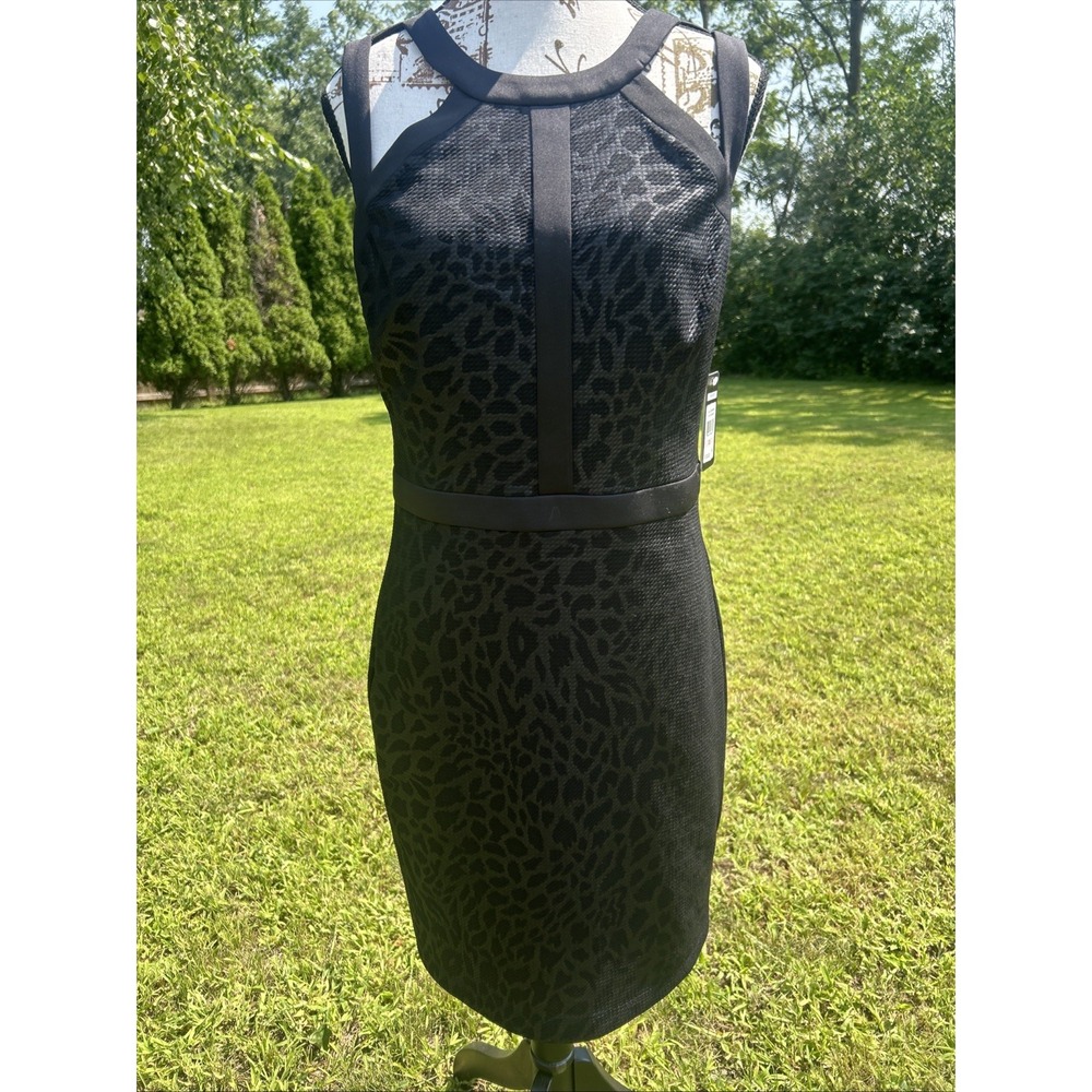 Guess Black Dress Size 10 Black Leopard Print New